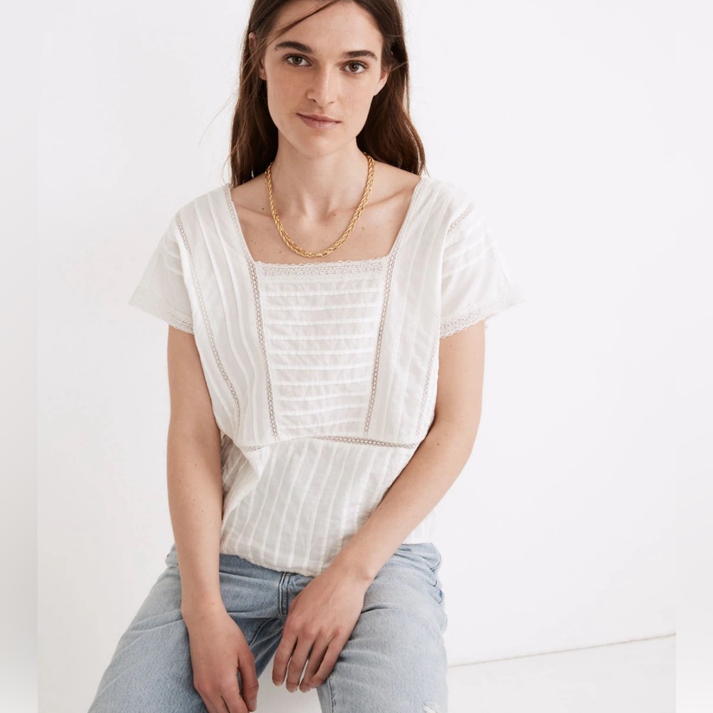 Madewell pin tuck cotton blouse